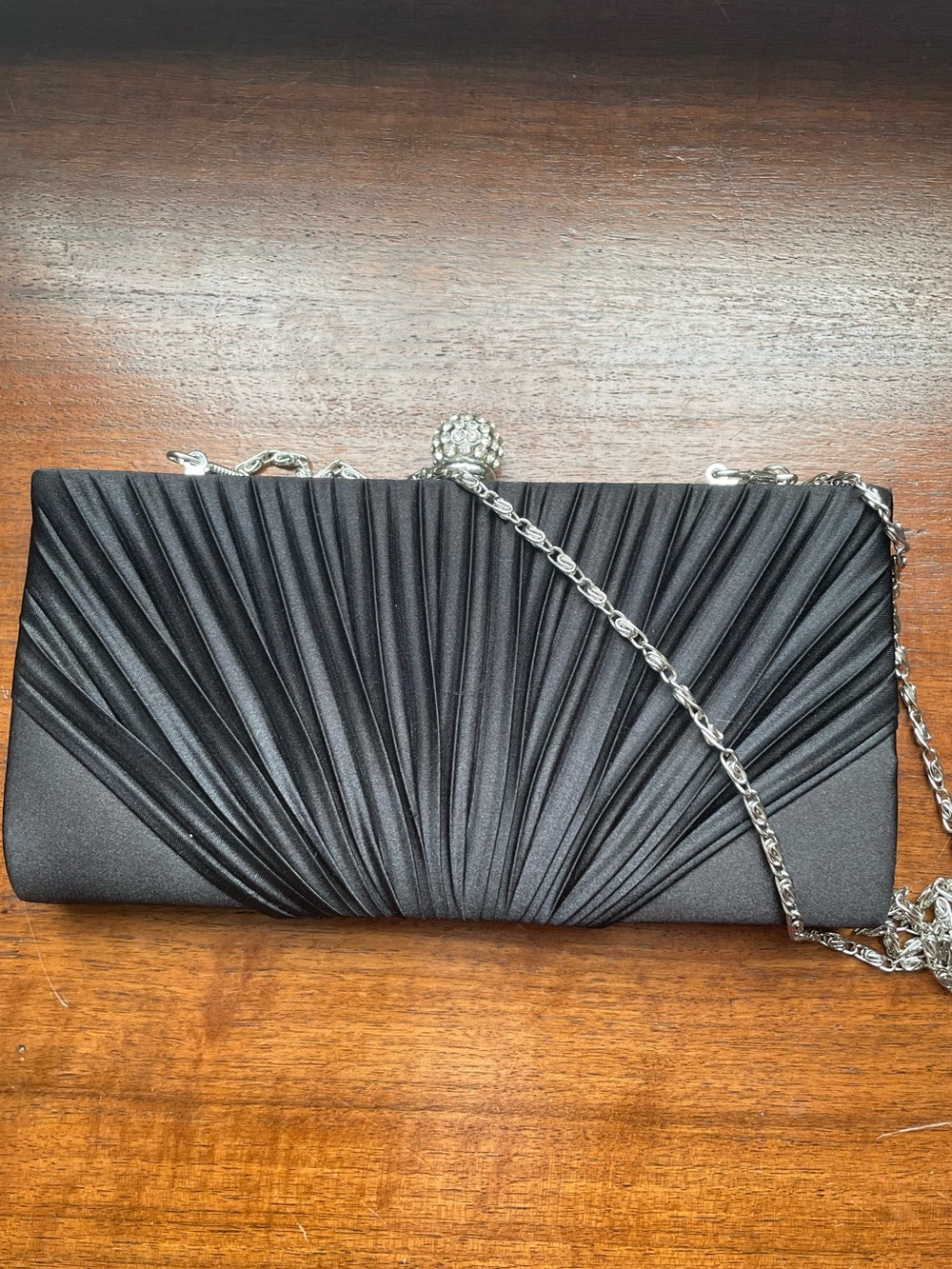 Jacqueline Ferrar Vintage Black Pleated Satin Evening Clutch